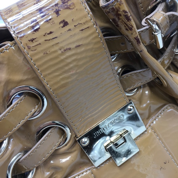 Jimmy Choo Patent Leather Hobo Shoulder Handbag ✅Offers Welcome - Picture 8 of 16